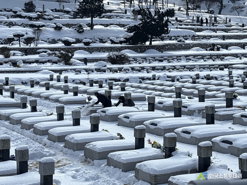  (사진촬영=한국소통투데이 통신사) 눈 내린 용인공원의 모습.