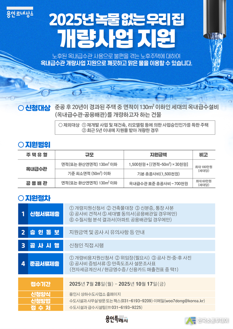 사진제공=용인특례시청// 2025년 녹물없는우리집수도관개량사업 안내문