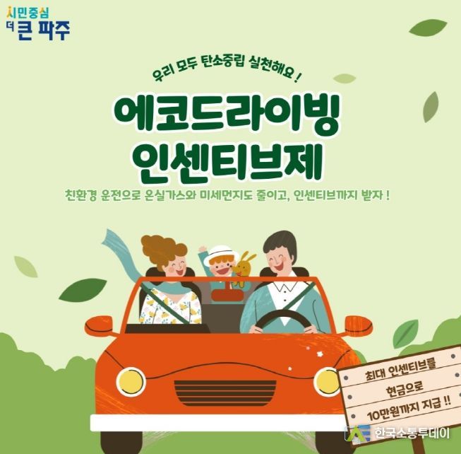 탄소중립 실천 확산…파주시, 친환경 운전자에 최대 10만 원 지원