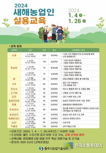 충주농기센터, 2024년‘새해농업인 실용교육’추진